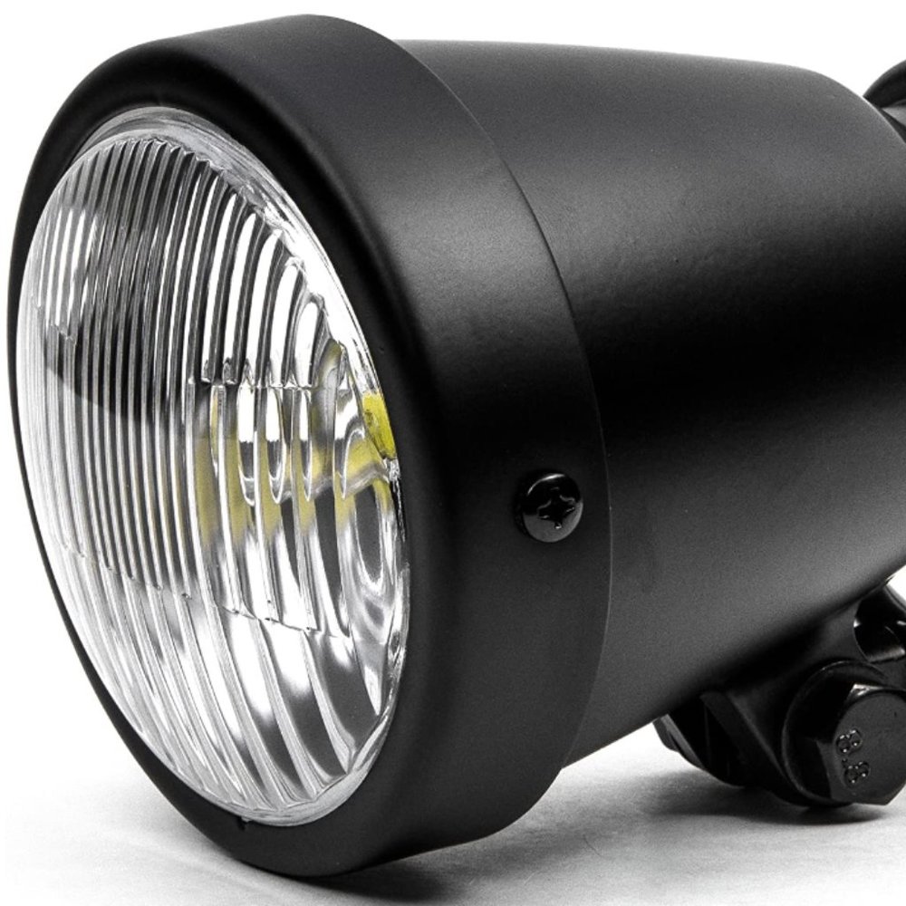 4.25" Motorcycle Mini Headlight w/High Low Beam Lights LED Bulb Black Housing